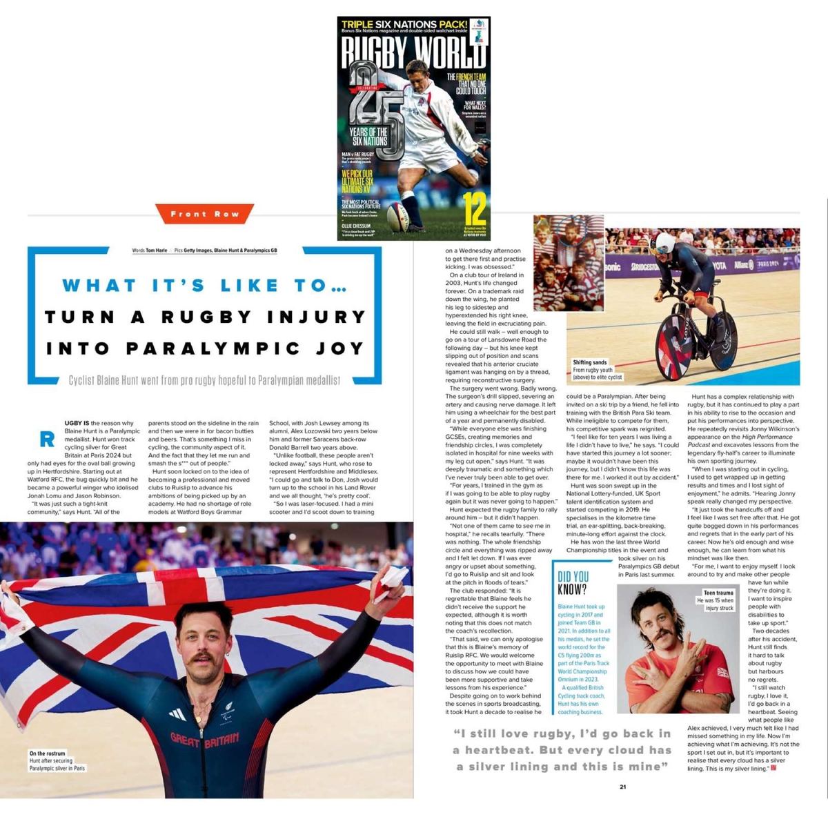 Blaine Hunt in Rugby World Magazine, 31 December 2024